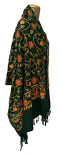 Load image into Gallery viewer, Dark Green Embroidered Shawl S64
