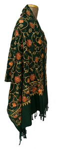 Dark Green Embroidered Shawl S64