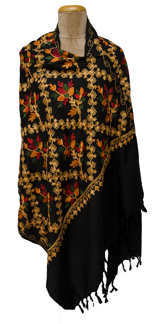 Black Embroidered Shawl S67
